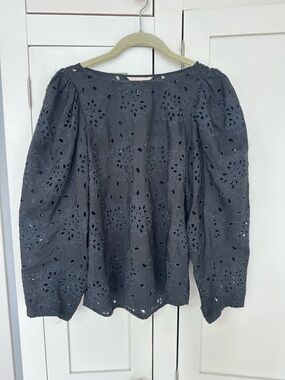 Black eyelet blouse